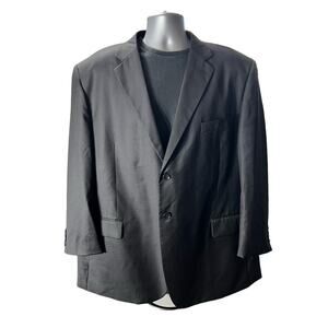 Pronto Mondo Two Button Front Black Merino Wool Sports Coat Size 52R